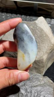 ���田玉原籽原皮水墨青花籽料手把件料
