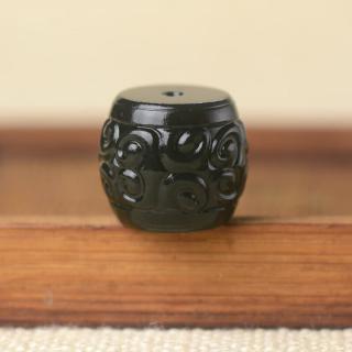 今传福 新疆天然和田玉桶珠塔青玉回纹散珠单珠 手串配珠顶珠腰珠配饰