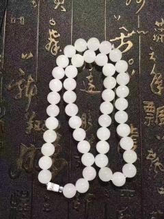 批发和田玉项链 真玉青海料和田玉a货羊脂级白玉圆珠项链手链